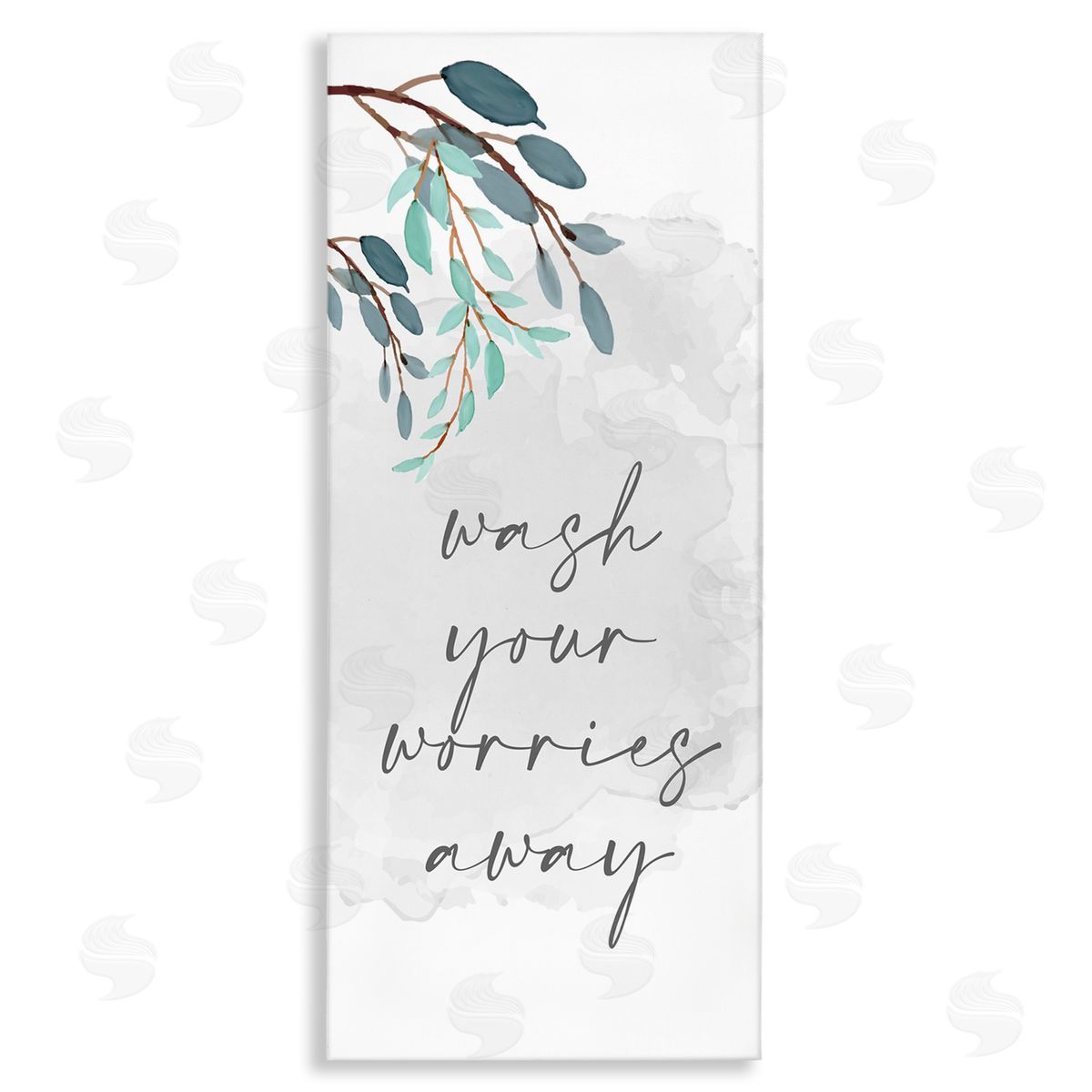 Kim Allen Wash Your Worries Away Bathroom Phrase Blue Tree Branches