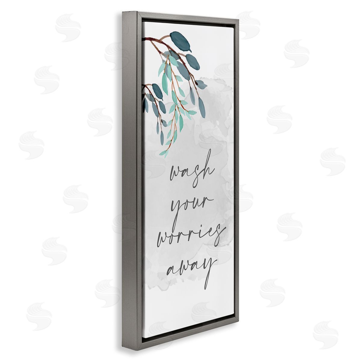 Kim Allen Wash Your Worries Away Bathroom Phrase Blue Tree Branches