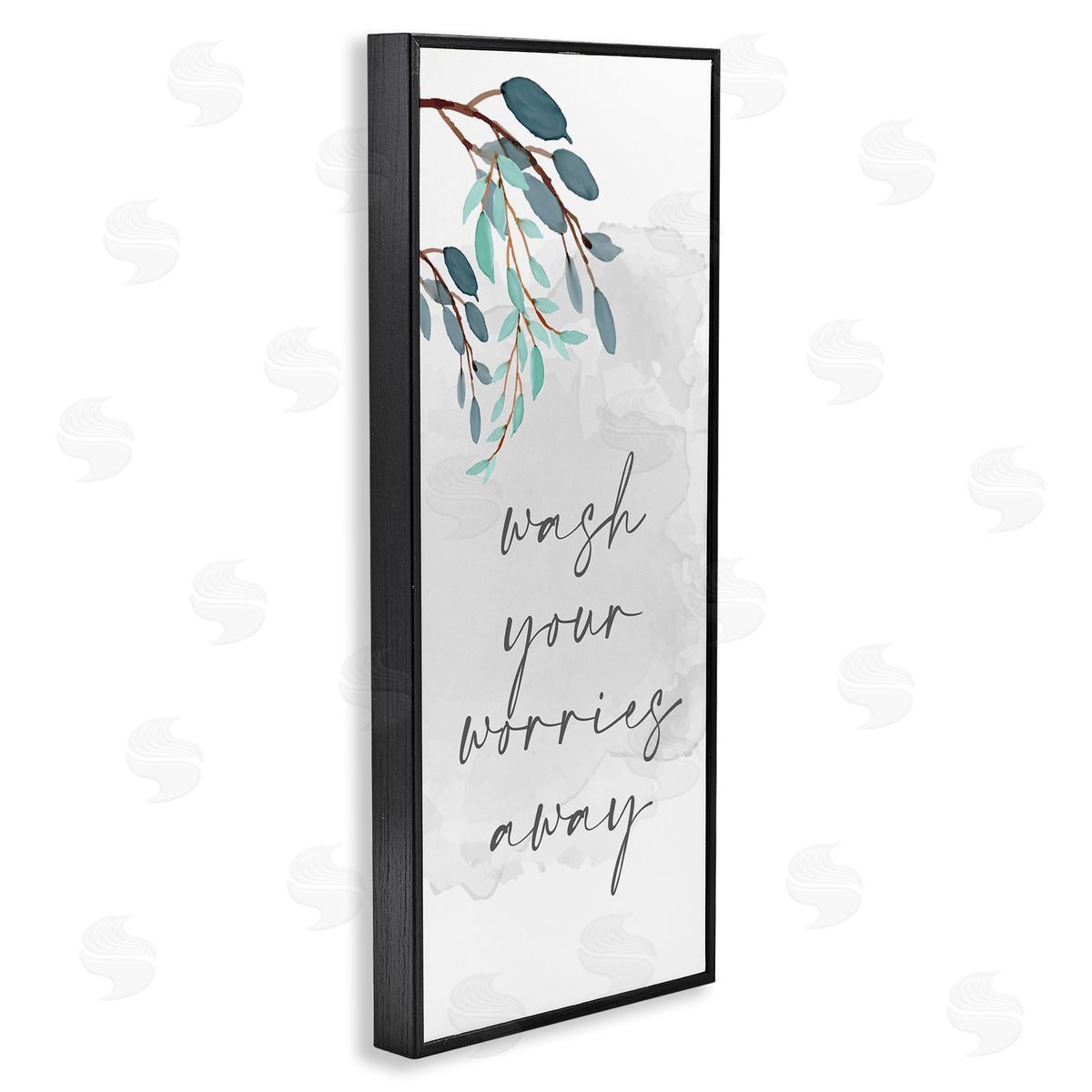 Kim Allen Wash Your Worries Away Bathroom Phrase Blue Tree Branches