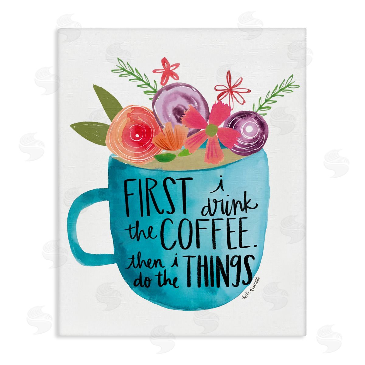 Katie Doucette Drink Coffe_sidee Do Things Phrase Blue Floral Mug