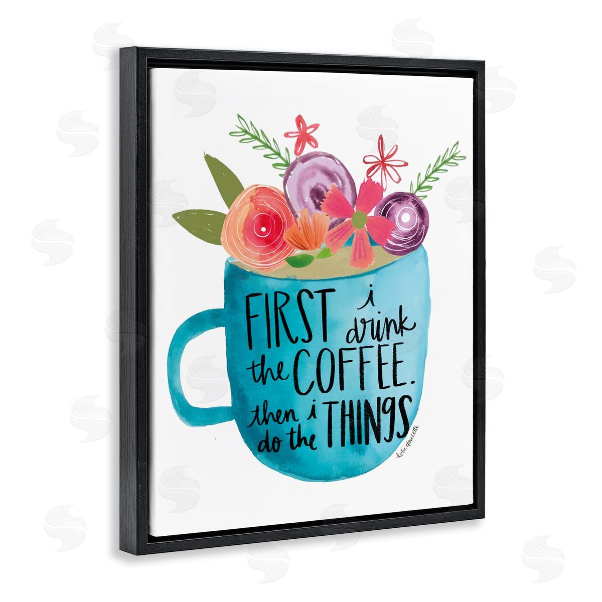 Katie Doucette Drink Coffe_sidee Do Things Phrase Blue Floral Mug