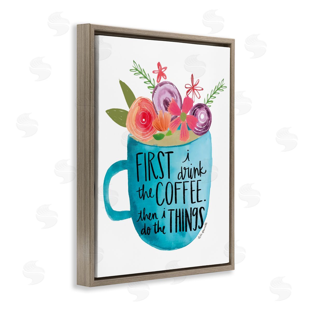 Katie Doucette Drink Coffe_sidee Do Things Phrase Blue Floral Mug