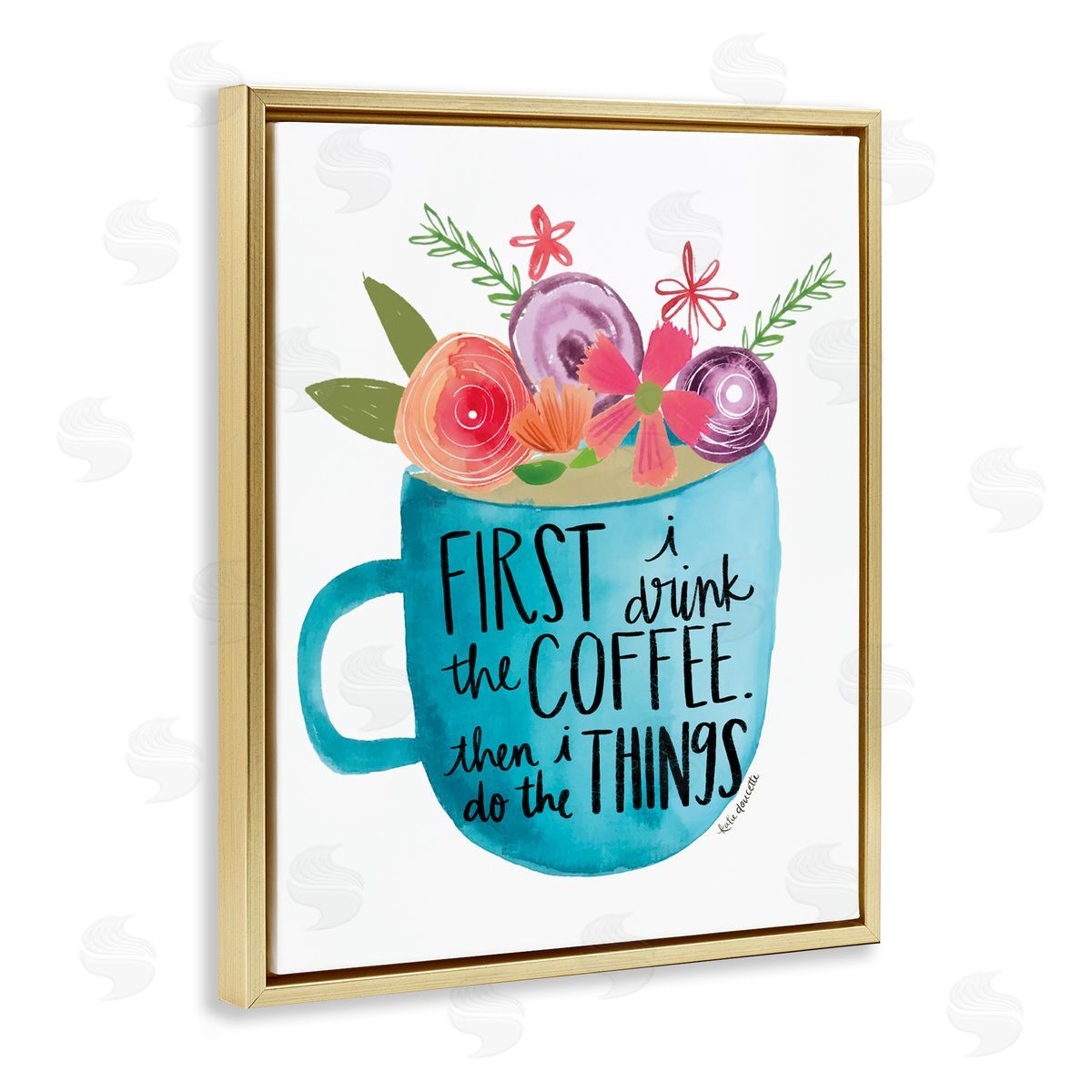 Katie Doucette Drink Coffe_sidee Do Things Phrase Blue Floral Mug