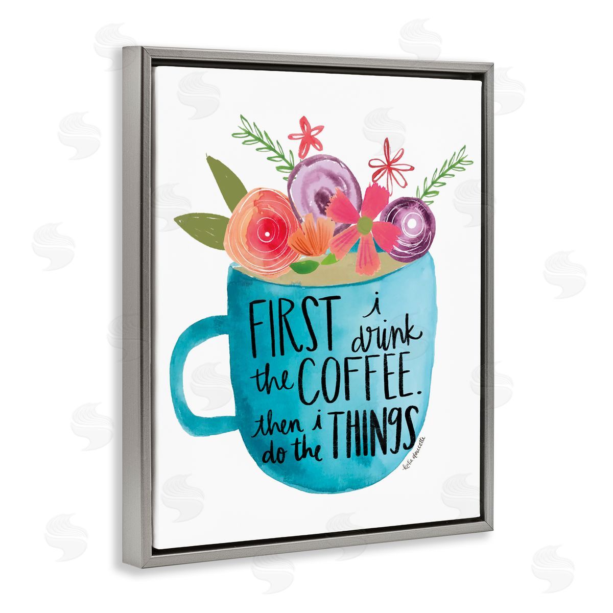 Katie Doucette Drink Coffe_sidee Do Things Phrase Blue Floral Mug