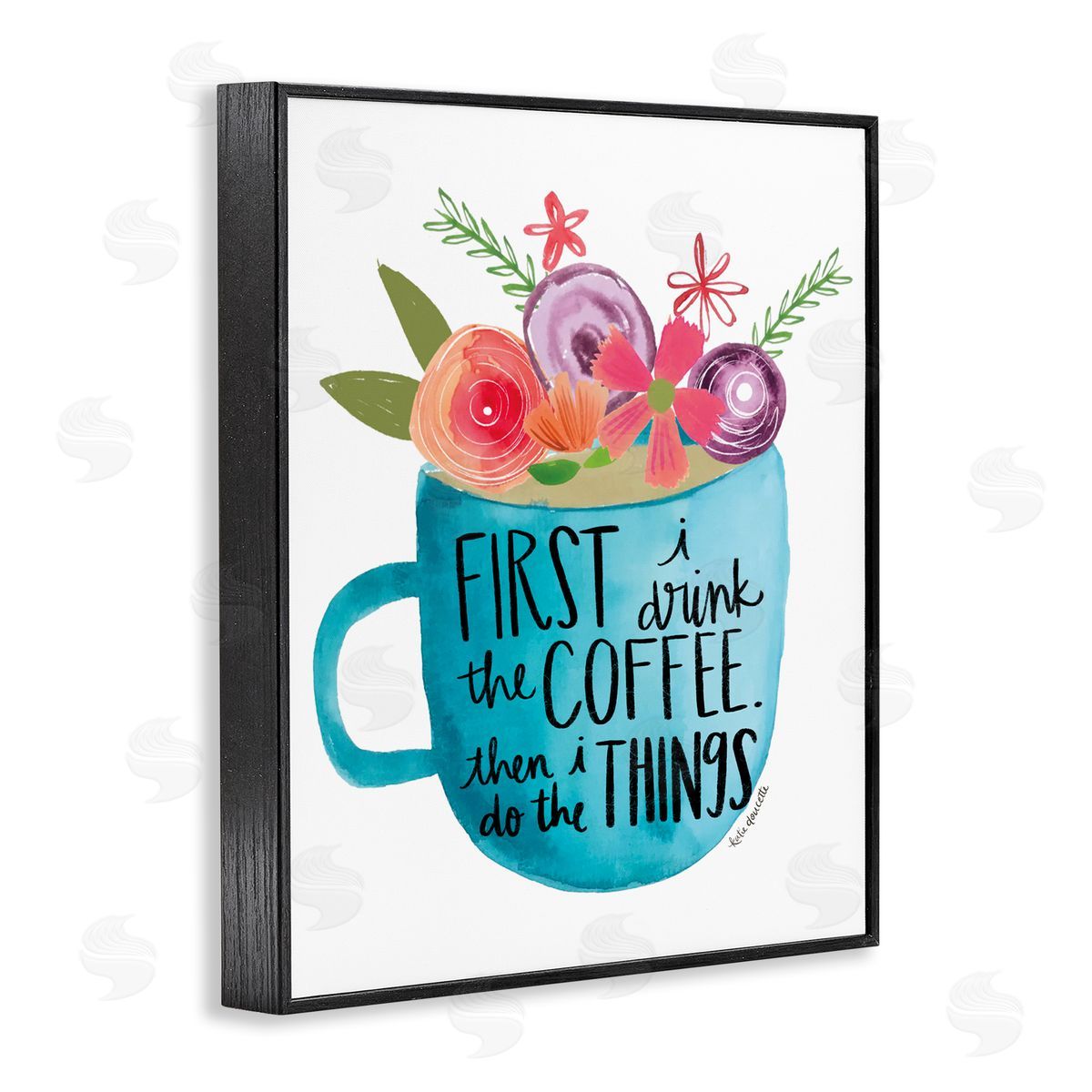 Katie Doucette Drink Coffe_sidee Do Things Phrase Blue Floral Mug