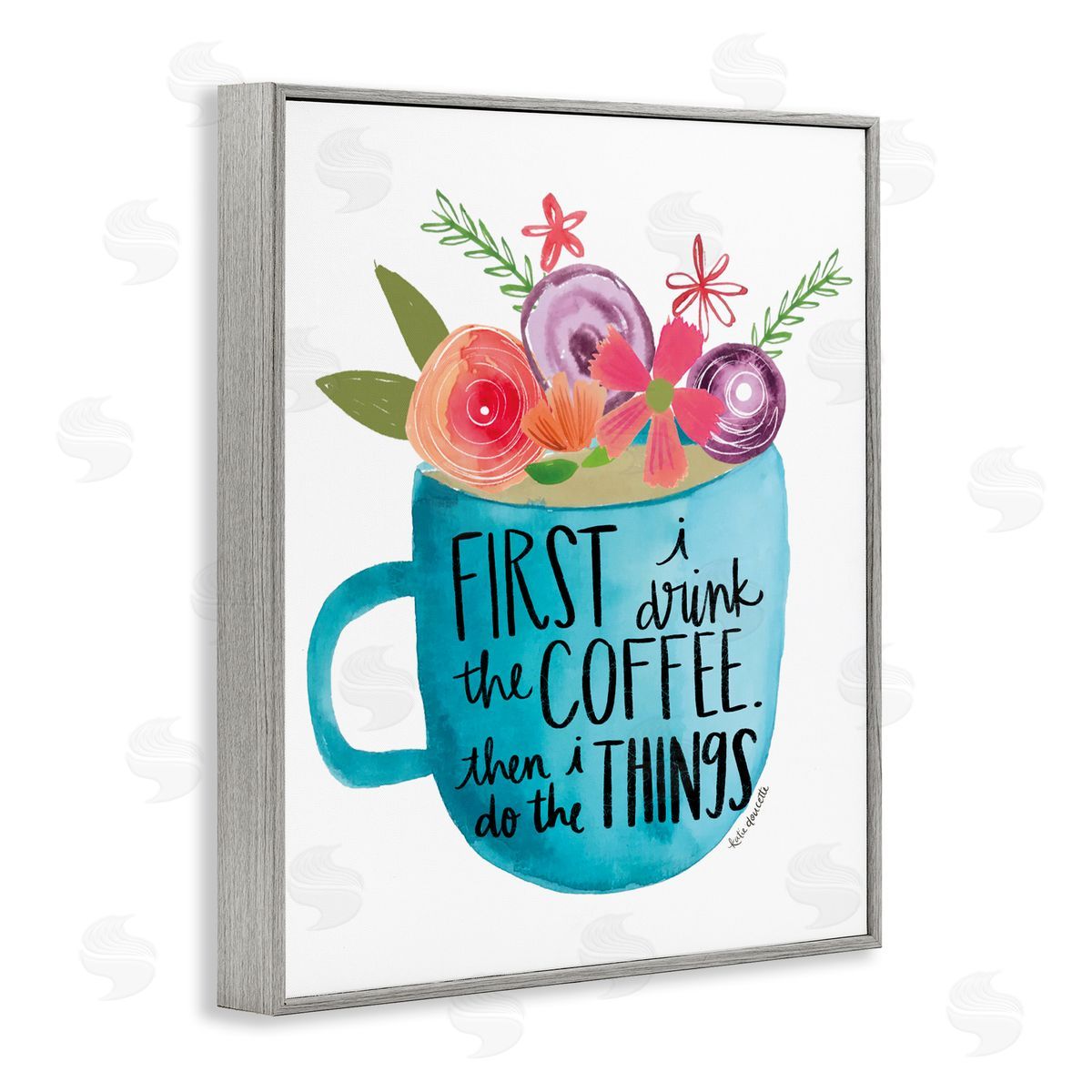 Katie Doucette Drink Coffe_sidee Do Things Phrase Blue Floral Mug