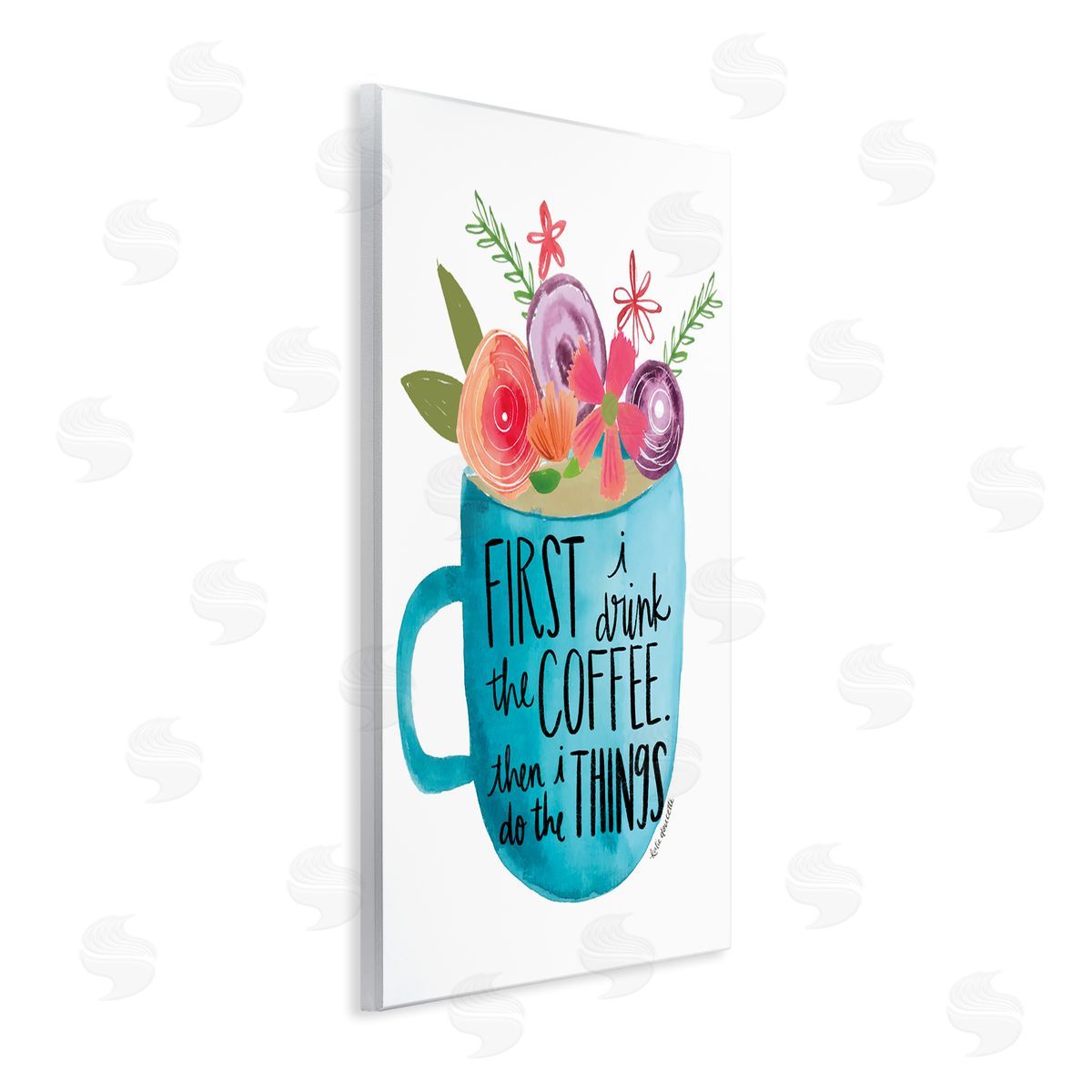 Katie Doucette Drink Coffe_sidee Do Things Phrase Blue Floral Mug
