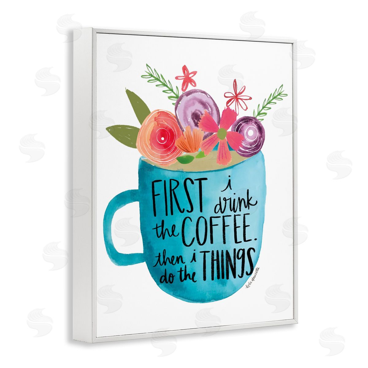 Katie Doucette Drink Coffe_sidee Do Things Phrase Blue Floral Mug