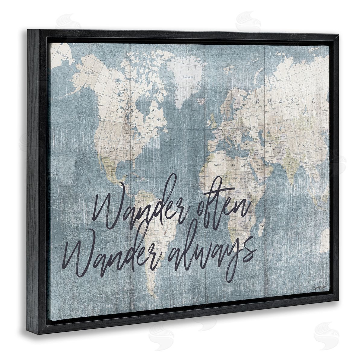 Lady Louise Designs Distressed Pattern World Map Wander Often Always Phrase
