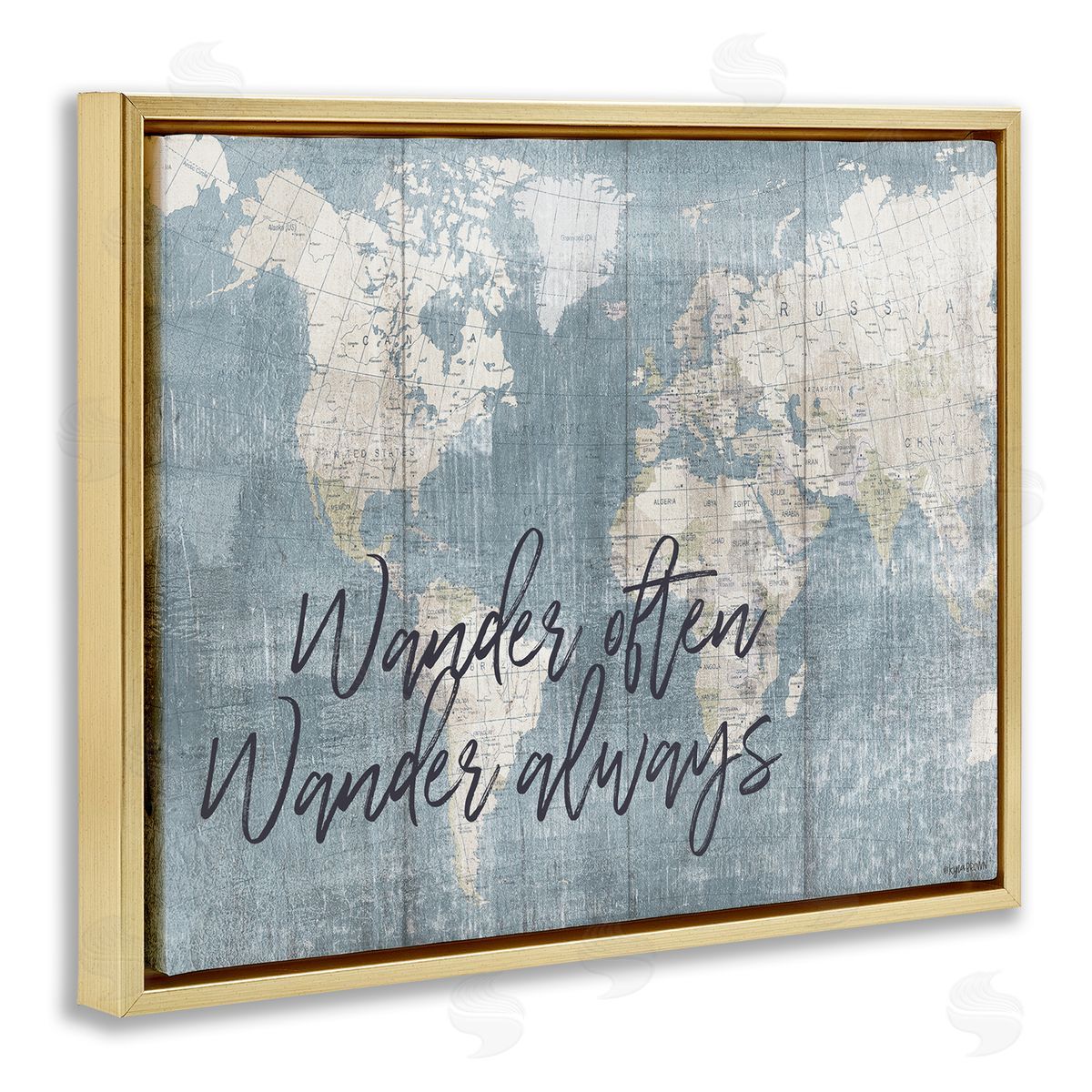 Lady Louise Designs Distressed Pattern World Map Wander Often Always Phrase
