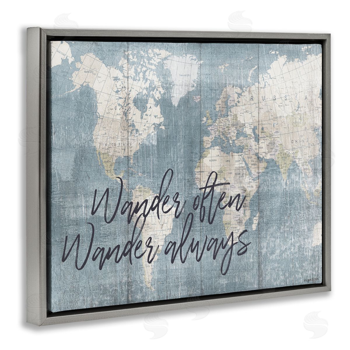 Lady Louise Designs Distressed Pattern World Map Wander Often Always Phrase