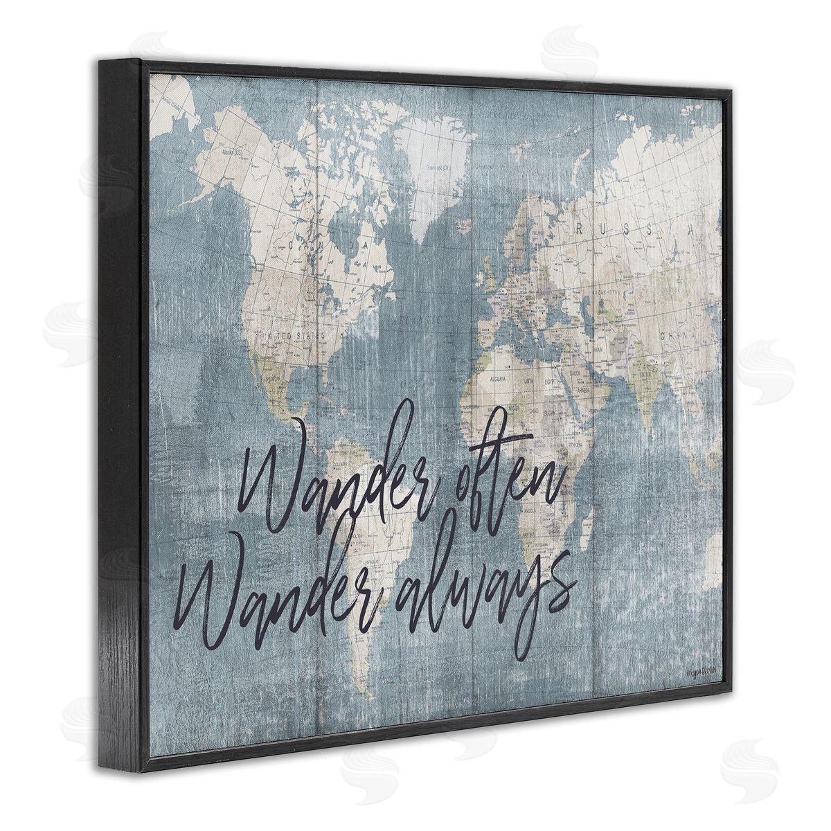 Lady Louise Designs Distressed Pattern World Map Wander Often Always Phrase