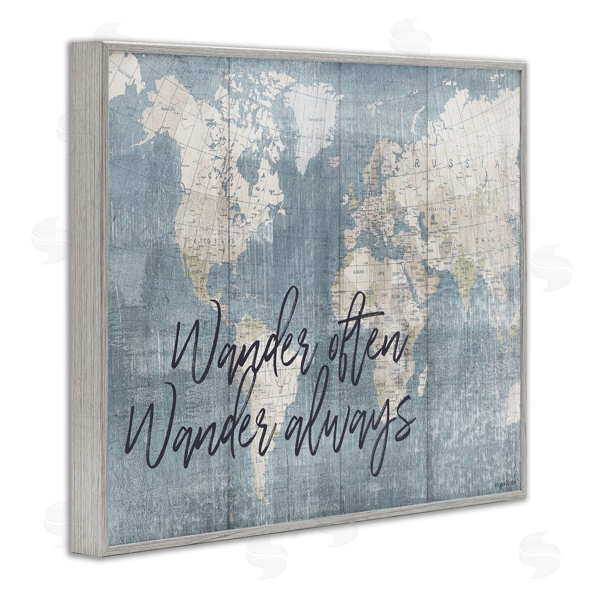 Lady Louise Designs Distressed Pattern World Map Wander Often Always Phrase
