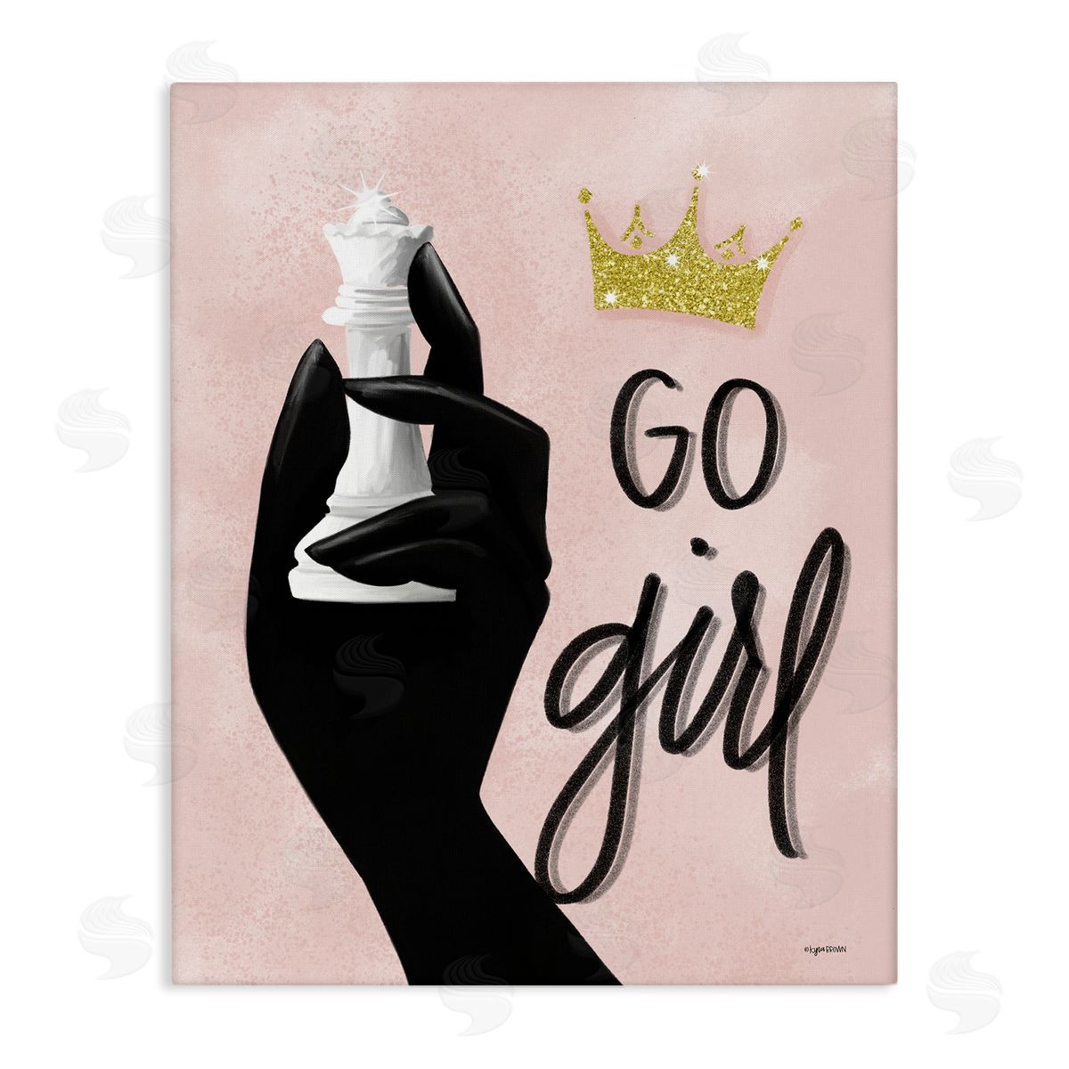Lady Louise Designs Go Girl Phrase Sparkle Crown Queen Chess Piece