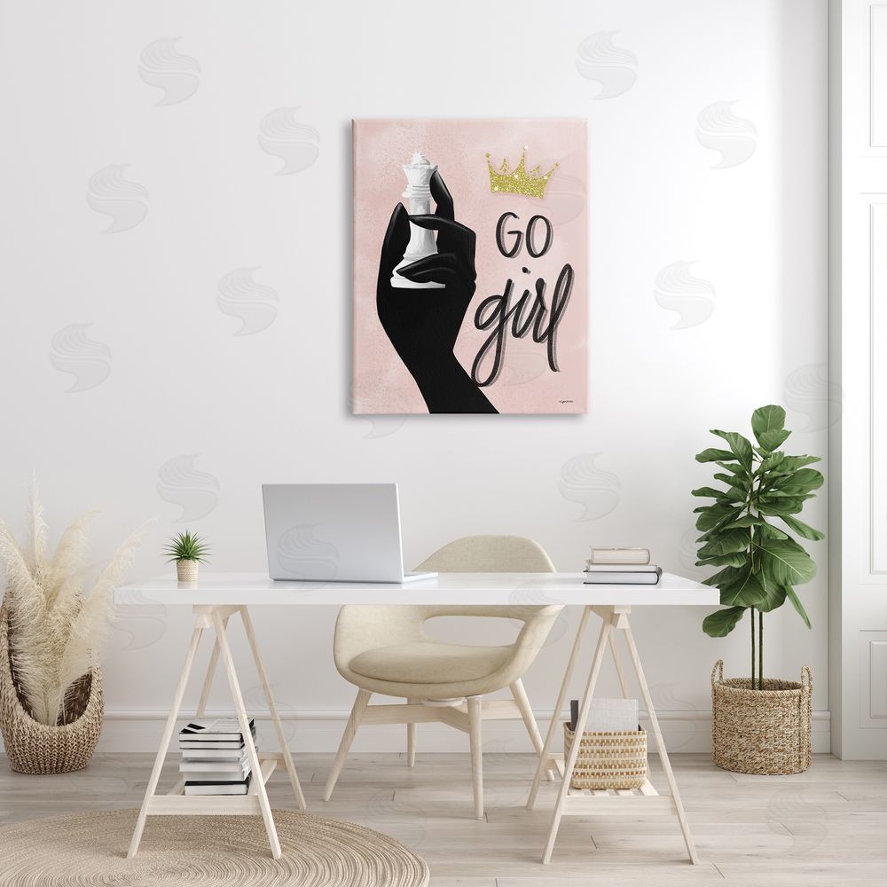 Lady Louise Designs Go Girl Phrase Sparkle Crown Queen Chess Piece