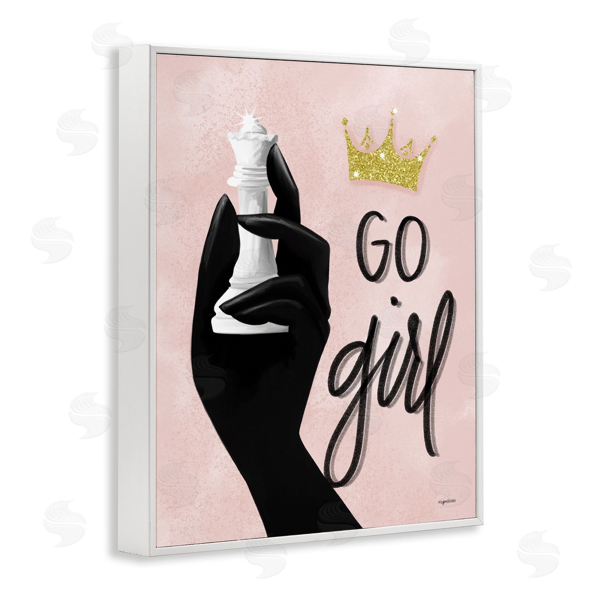Lady Louise Designs Go Girl Phrase Sparkle Crown Queen Chess Piece