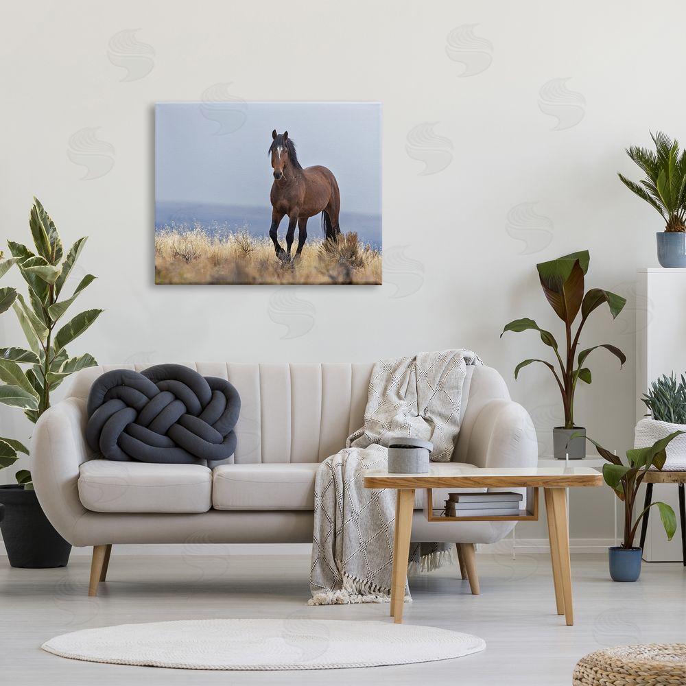 Larry McFerrin Equestrian Horse in Wild Countryside Soft Blue Sky