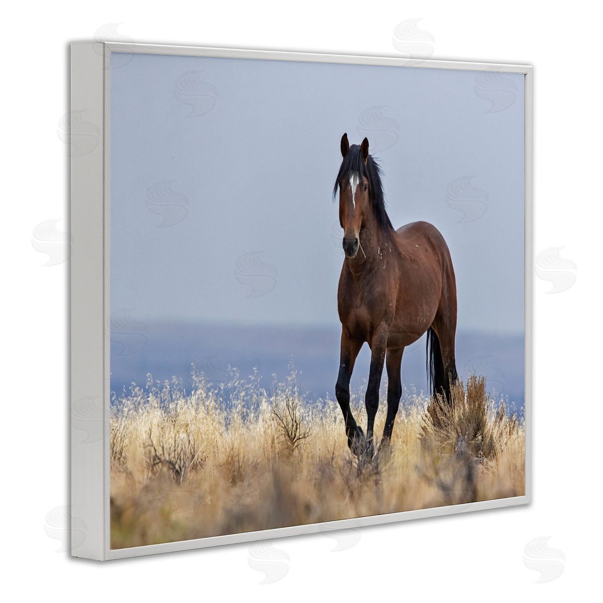 Larry McFerrin Equestrian Horse in Wild Countryside Soft Blue Sky
