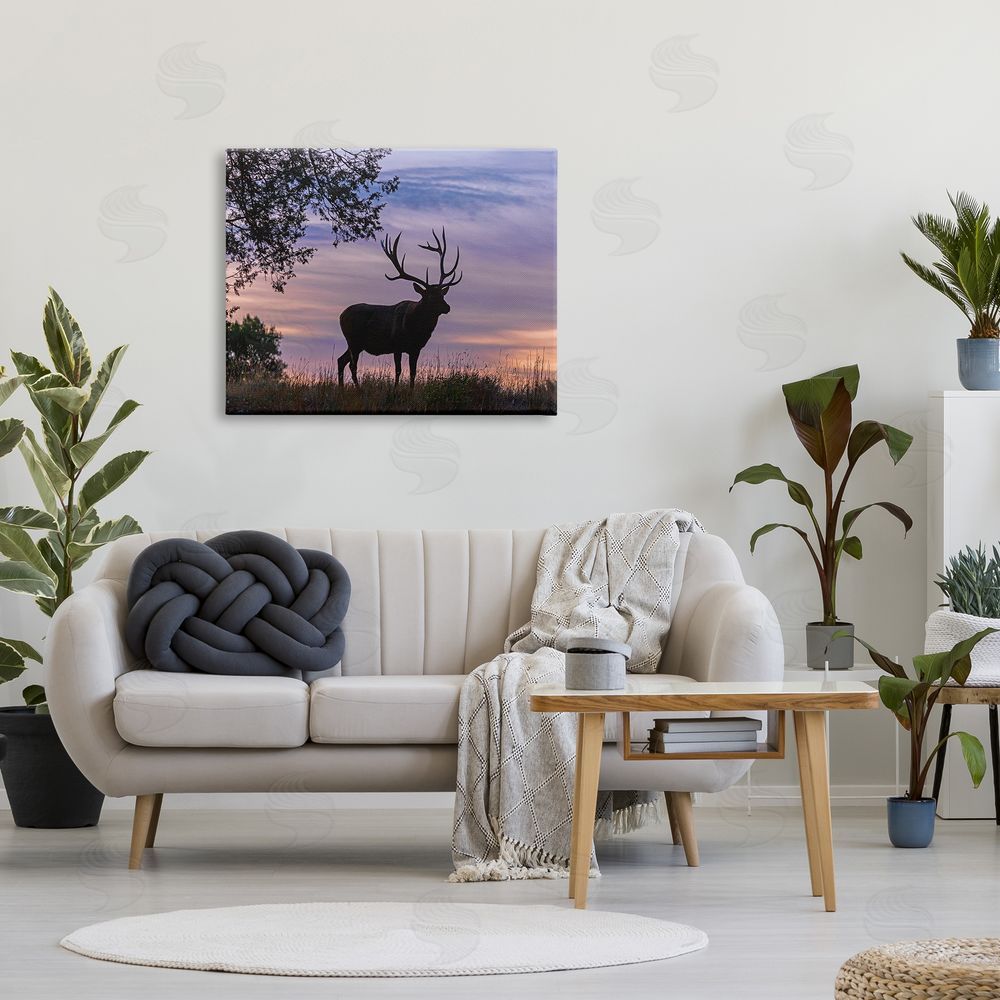 Larry McFerrin Wild Elk Sunrise Forest Animal Antlers Morning Sky