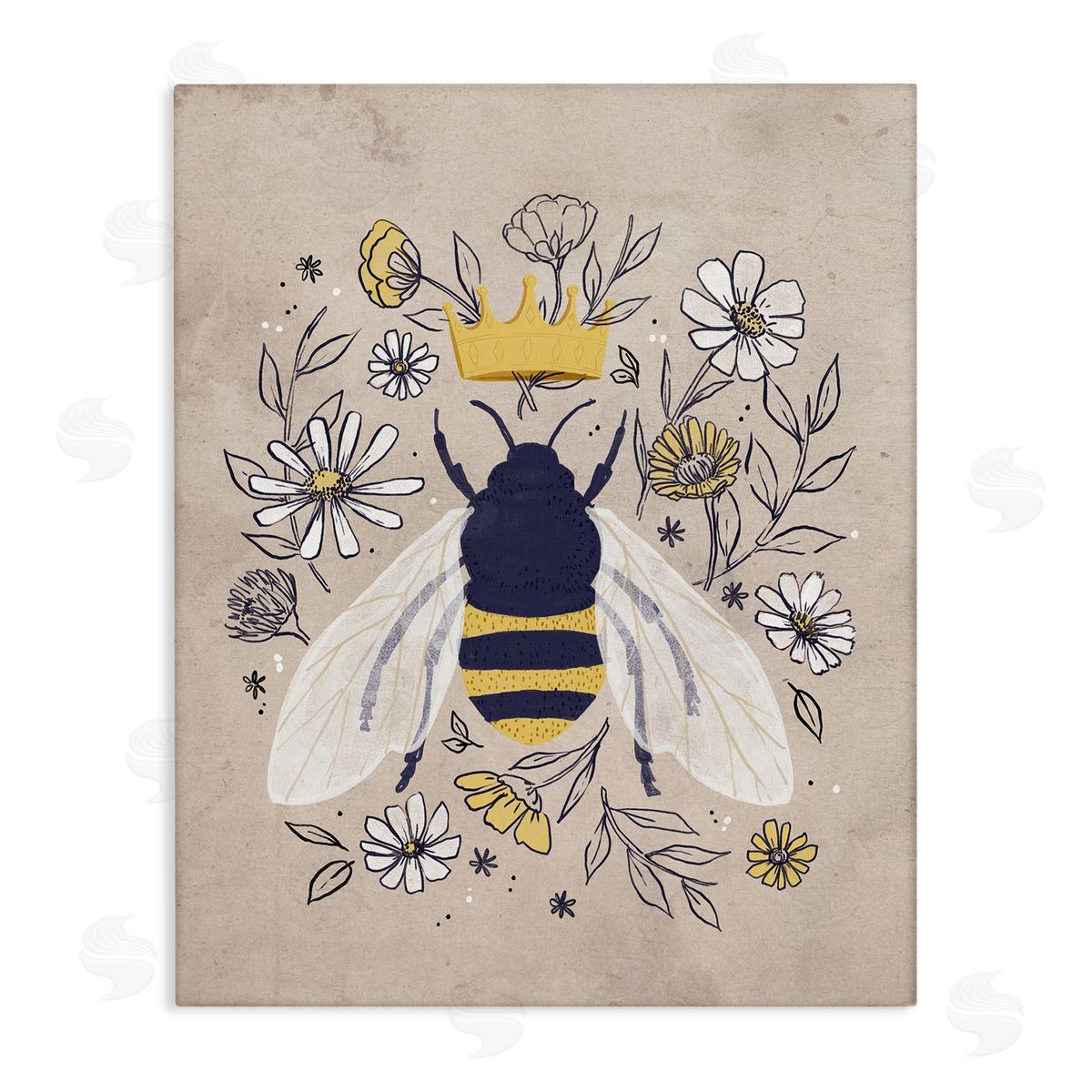 Loni Harris Queen Bee with Crown Yellow White Daisy Florals