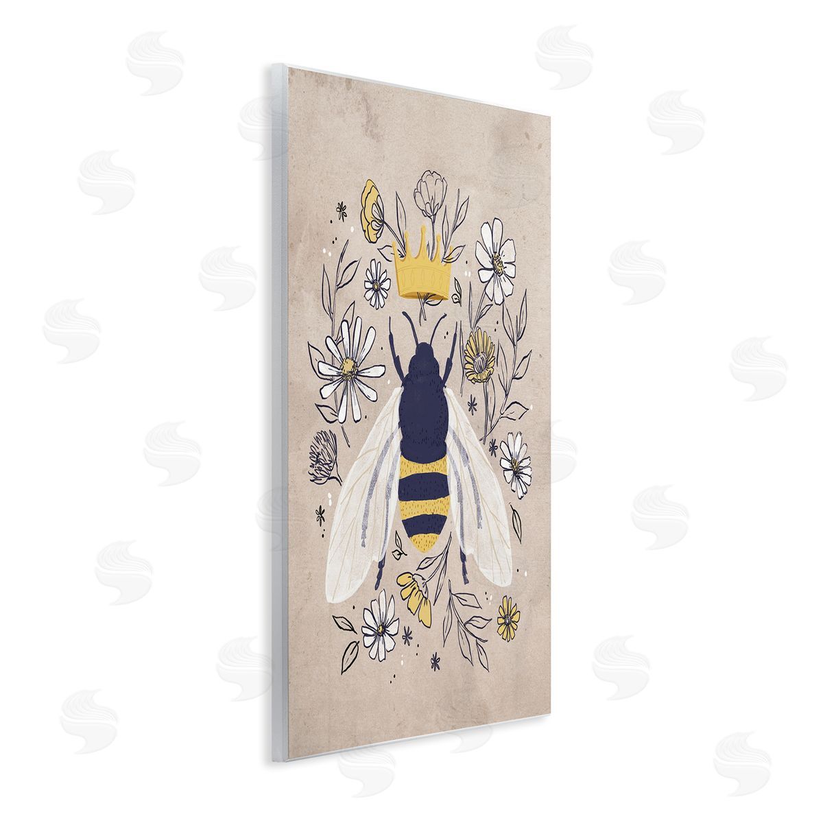 Loni Harris Queen Bee with Crown Yellow White Daisy Florals