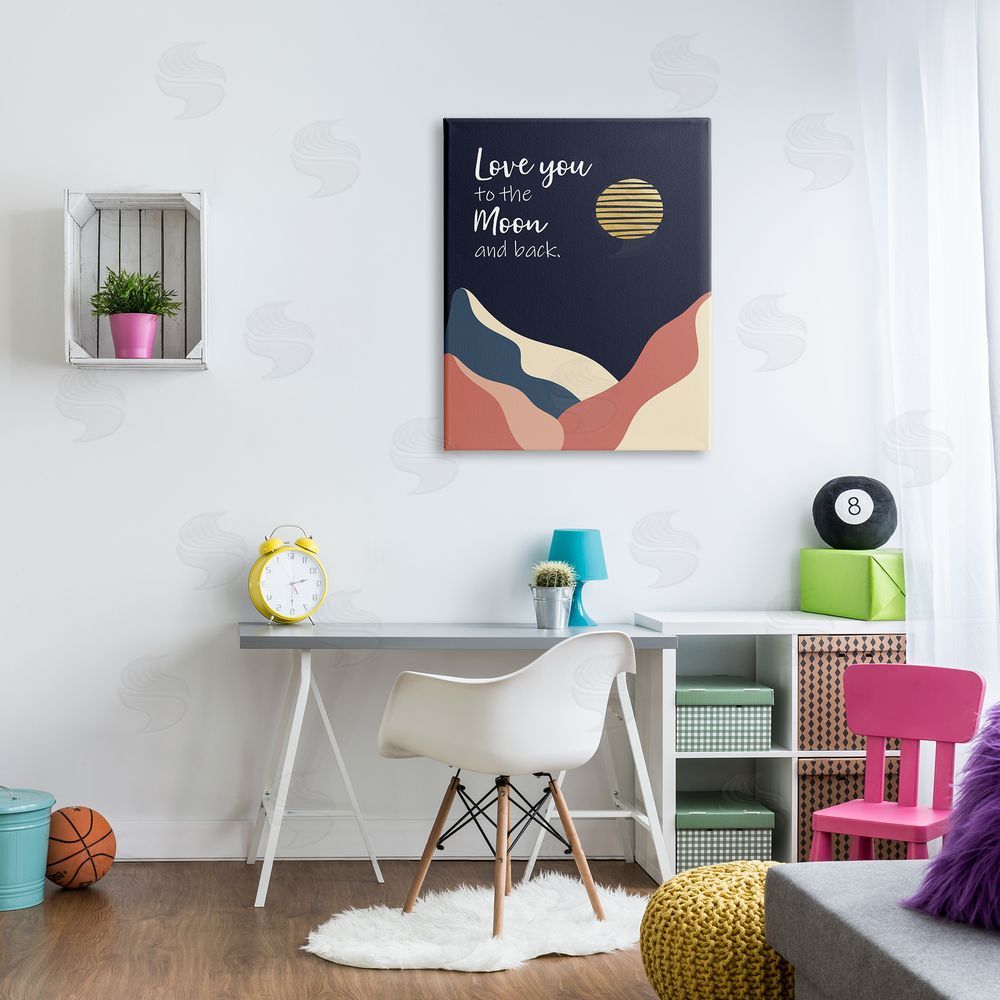 Linda Birtel Love You to Moon Phrase Night Sky Mountains