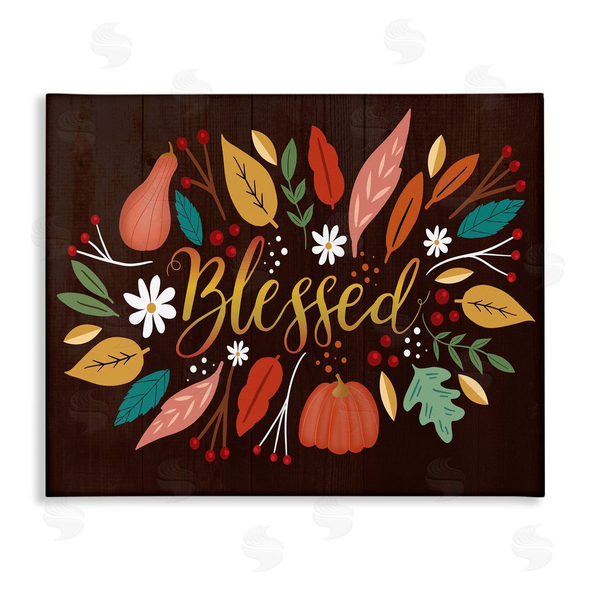 Louise Allen Designs Blessed Acknowledgement Whimsical Autumn Leaves and Gourds