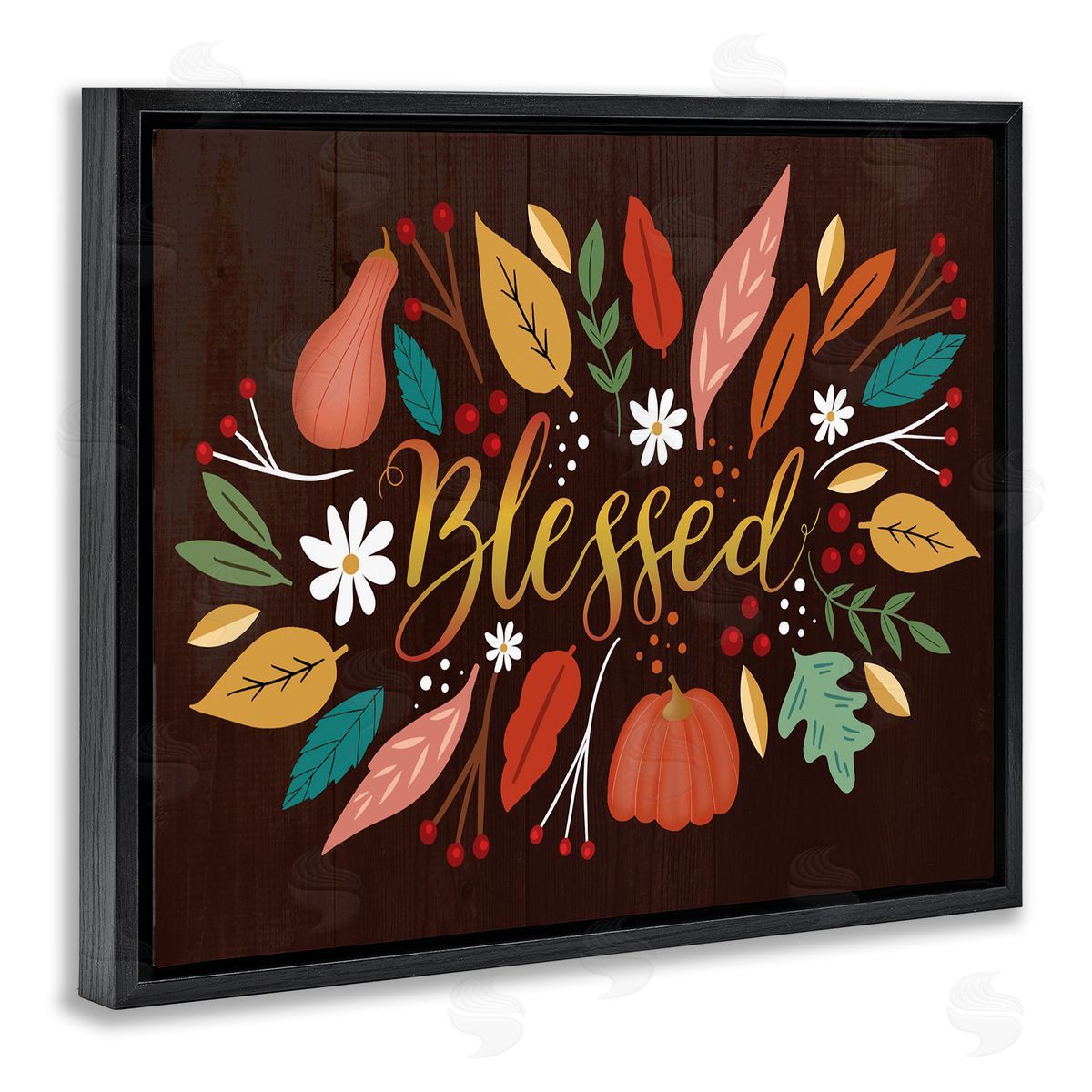 Louise Allen Designs Blessed Acknowledgement Whimsical Autumn Leaves and Gourds