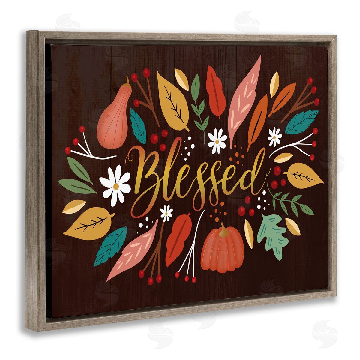 Louise Allen Designs Blessed Acknowledgement Whimsical Autumn Leaves and Gourds