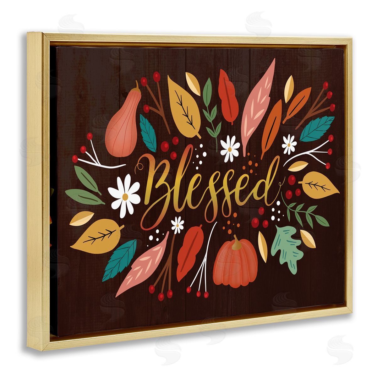 Louise Allen Designs Blessed Acknowledgement Whimsical Autumn Leaves and Gourds