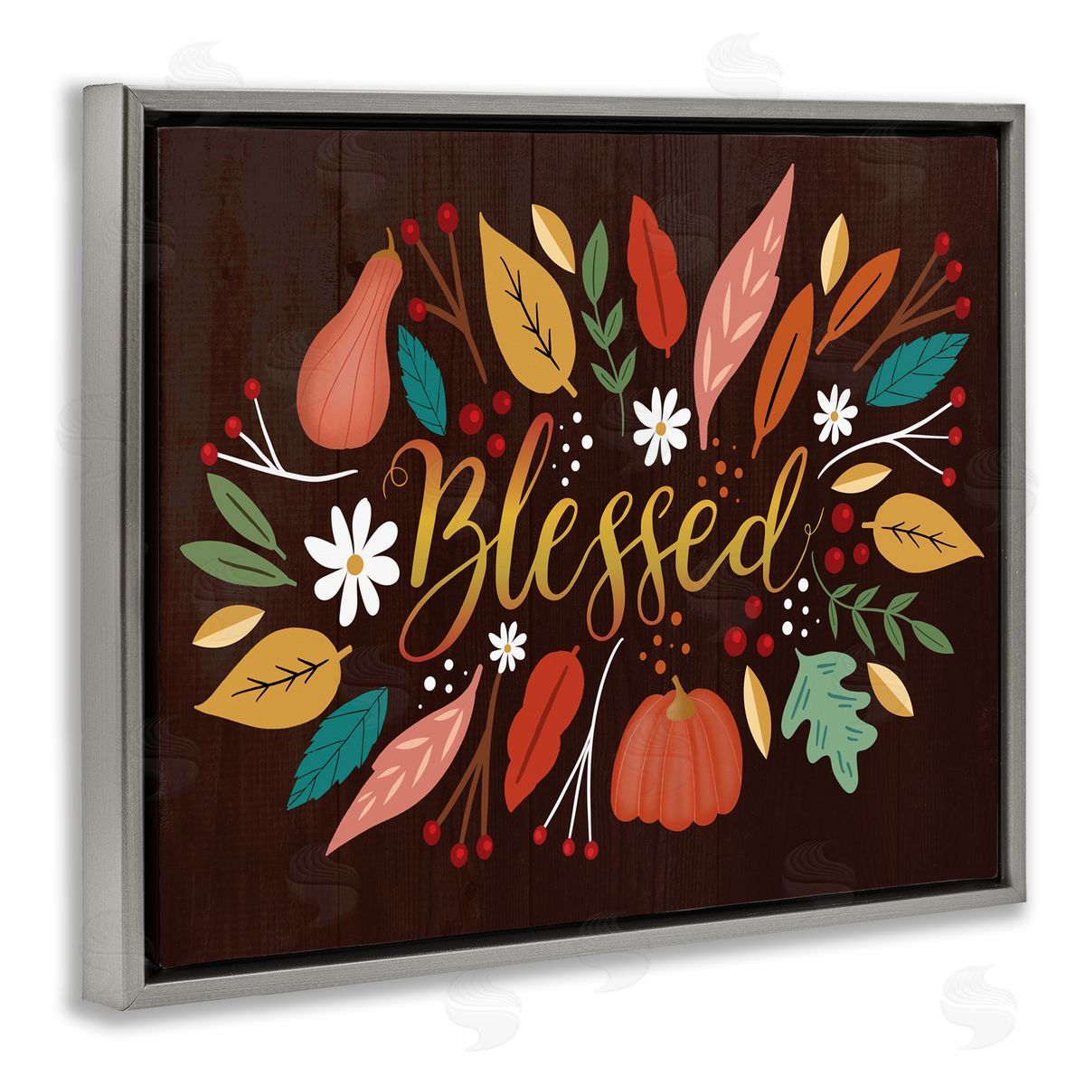 Louise Allen Designs Blessed Acknowledgement Whimsical Autumn Leaves and Gourds