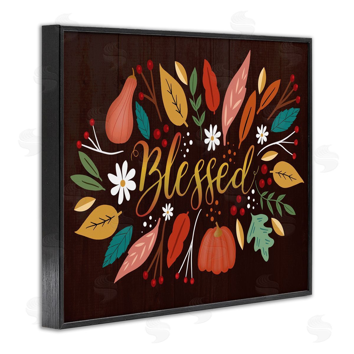Louise Allen Designs Blessed Acknowledgement Whimsical Autumn Leaves and Gourds