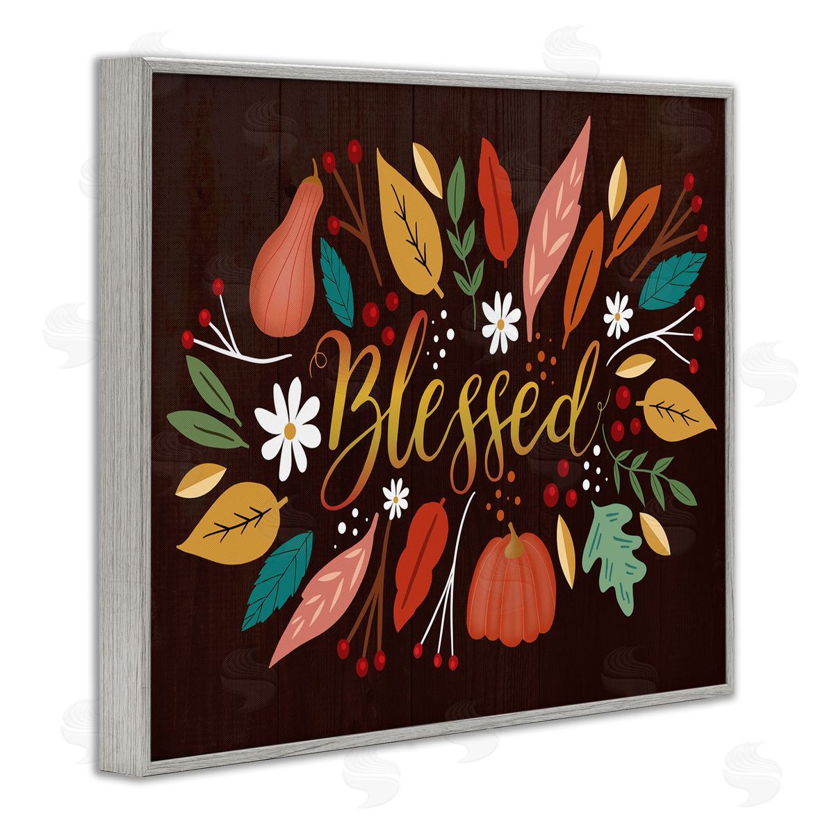 Louise Allen Designs Blessed Acknowledgement Whimsical Autumn Leaves and Gourds