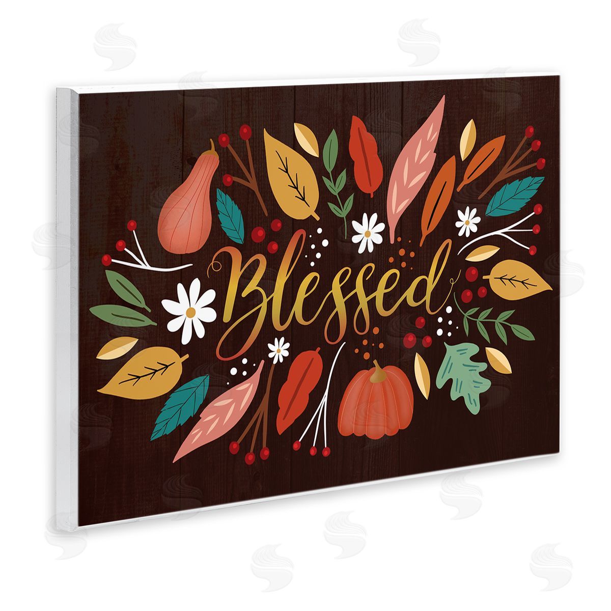 Louise Allen Designs Blessed Acknowledgement Whimsical Autumn Leaves and Gourds