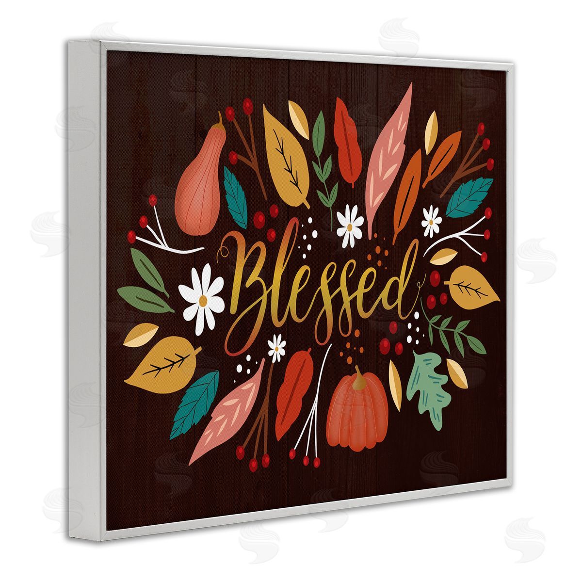 Louise Allen Designs Blessed Acknowledgement Whimsical Autumn Leaves and Gourds