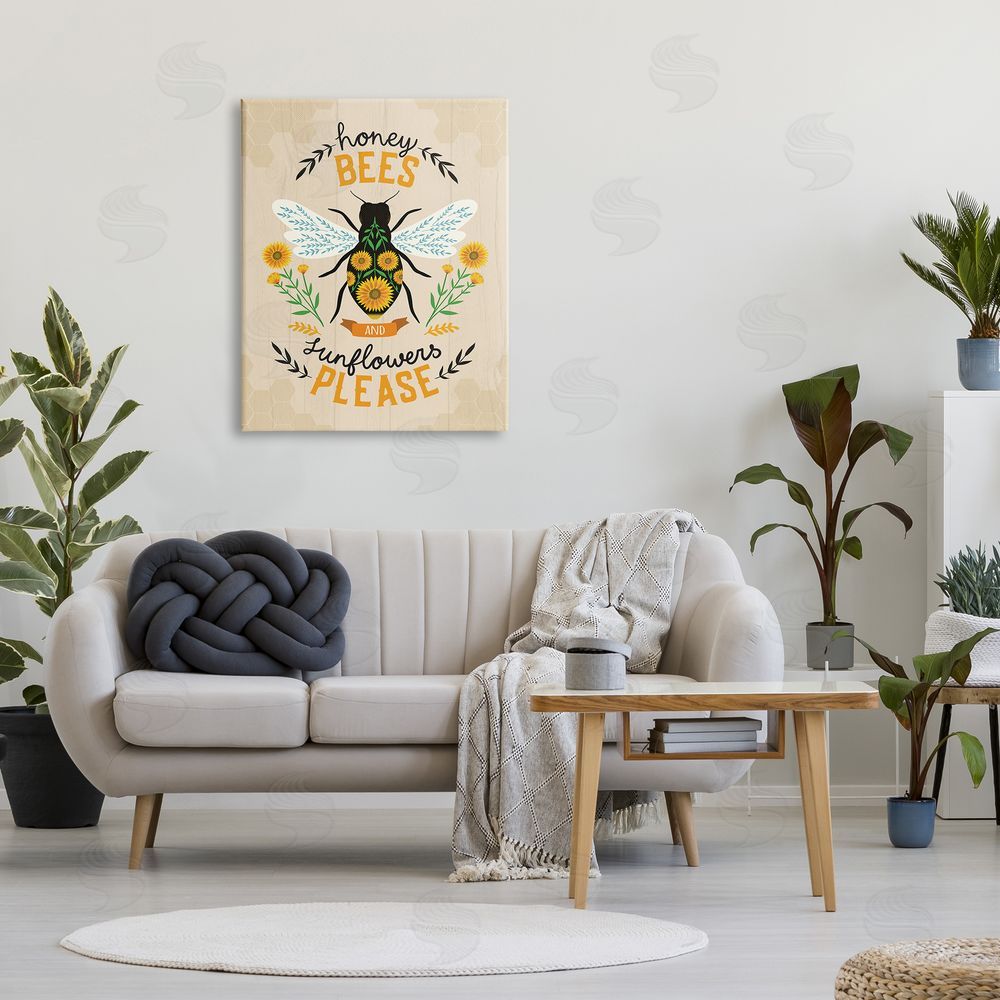 Louise Allen Designs Honey Bees Sunflowers Please Spring Garden Floral Phrase