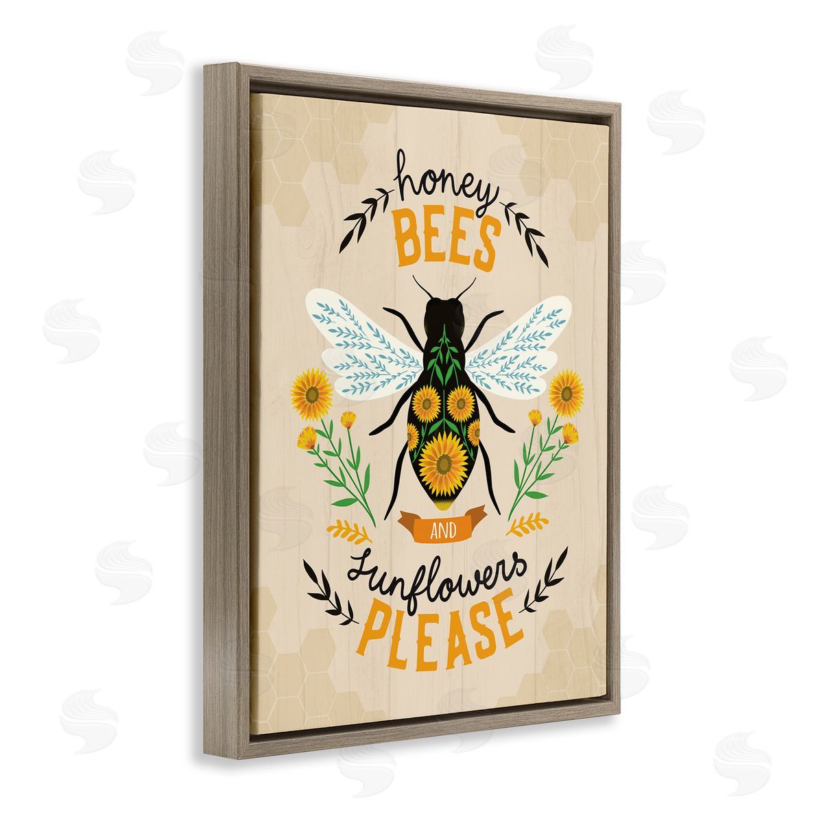 Louise Allen Designs Honey Bees Sunflowers Please Spring Garden Floral Phrase