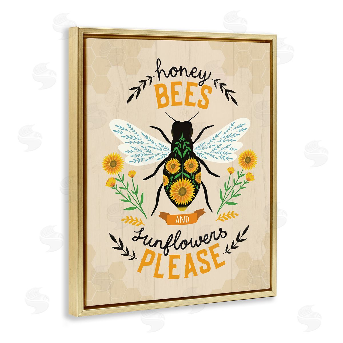 Louise Allen Designs Honey Bees Sunflowers Please Spring Garden Floral Phrase