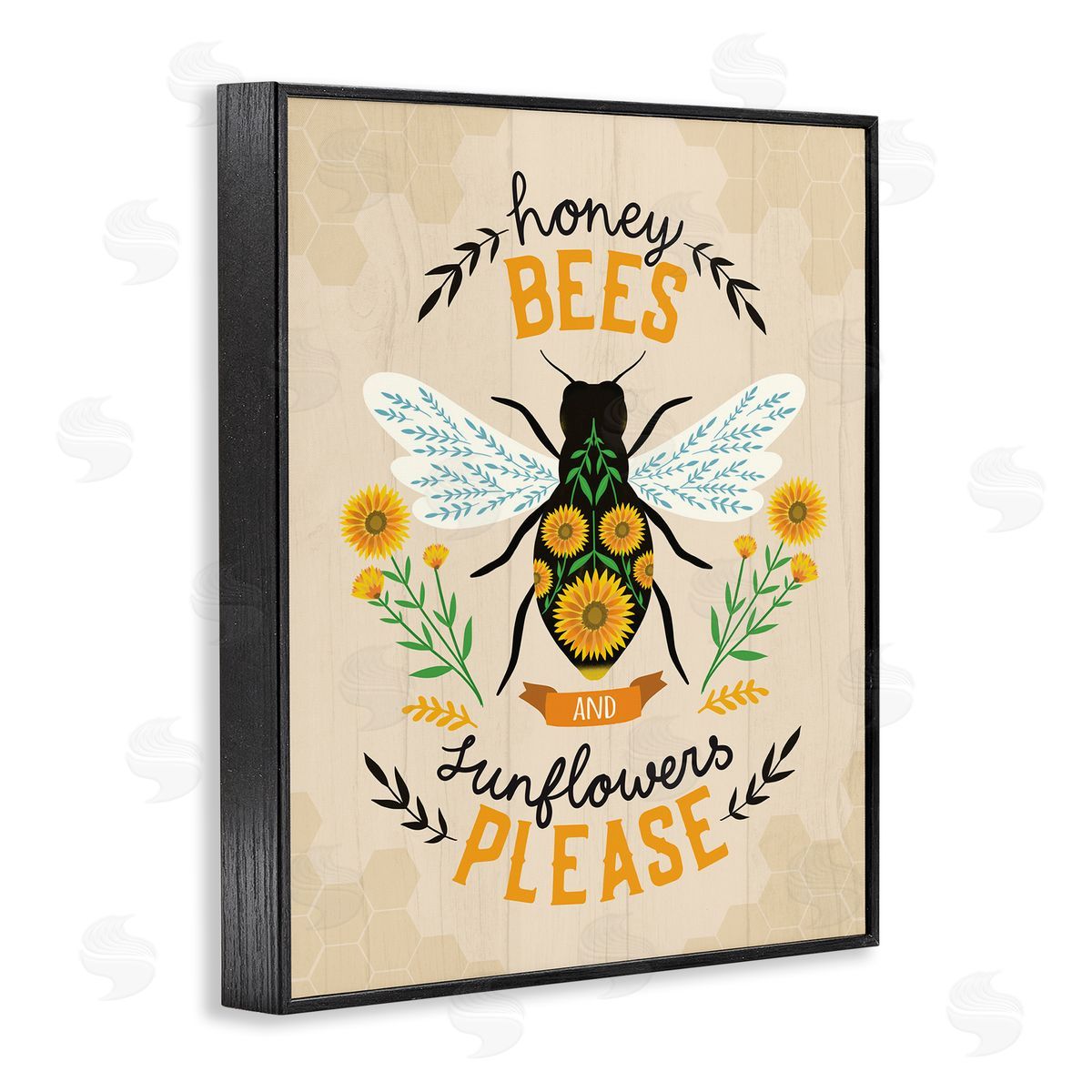 Louise Allen Designs Honey Bees Sunflowers Please Spring Garden Floral Phrase