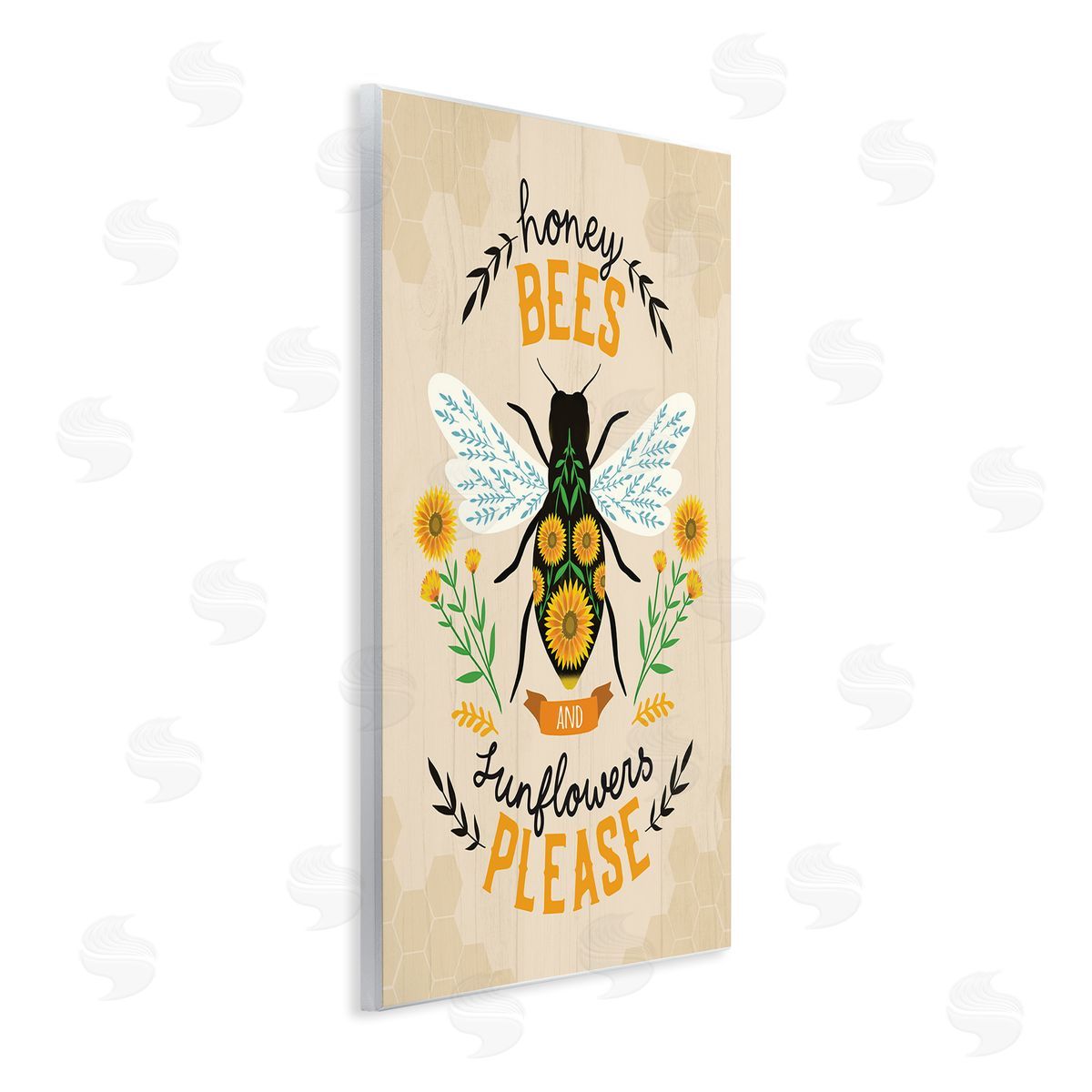 Louise Allen Designs Honey Bees Sunflowers Please Spring Garden Floral Phrase
