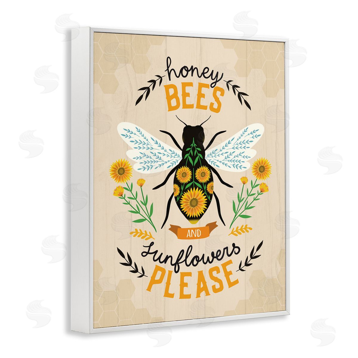 Louise Allen Designs Honey Bees Sunflowers Please Spring Garden Floral Phrase