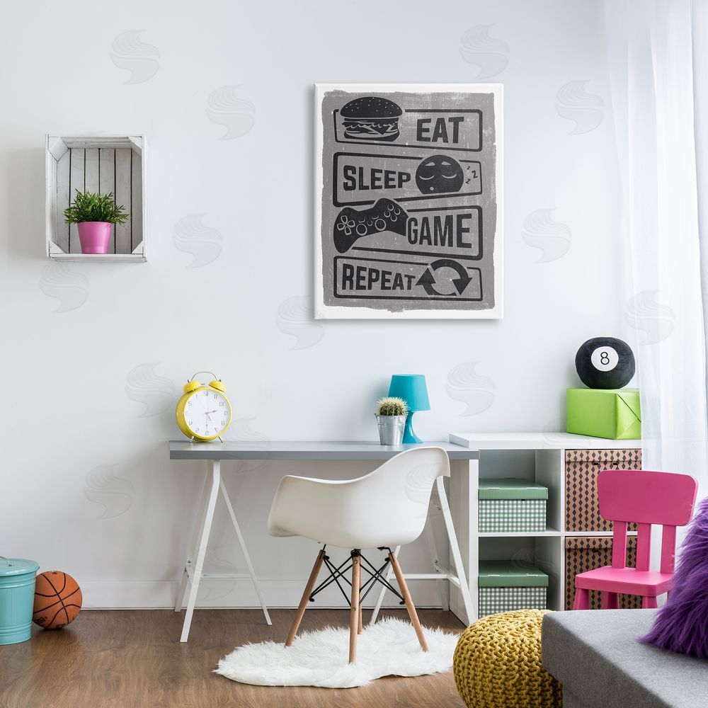 Lux + Me Designs Eat Sleep Game Repeat Phrases Video Gamer Icons