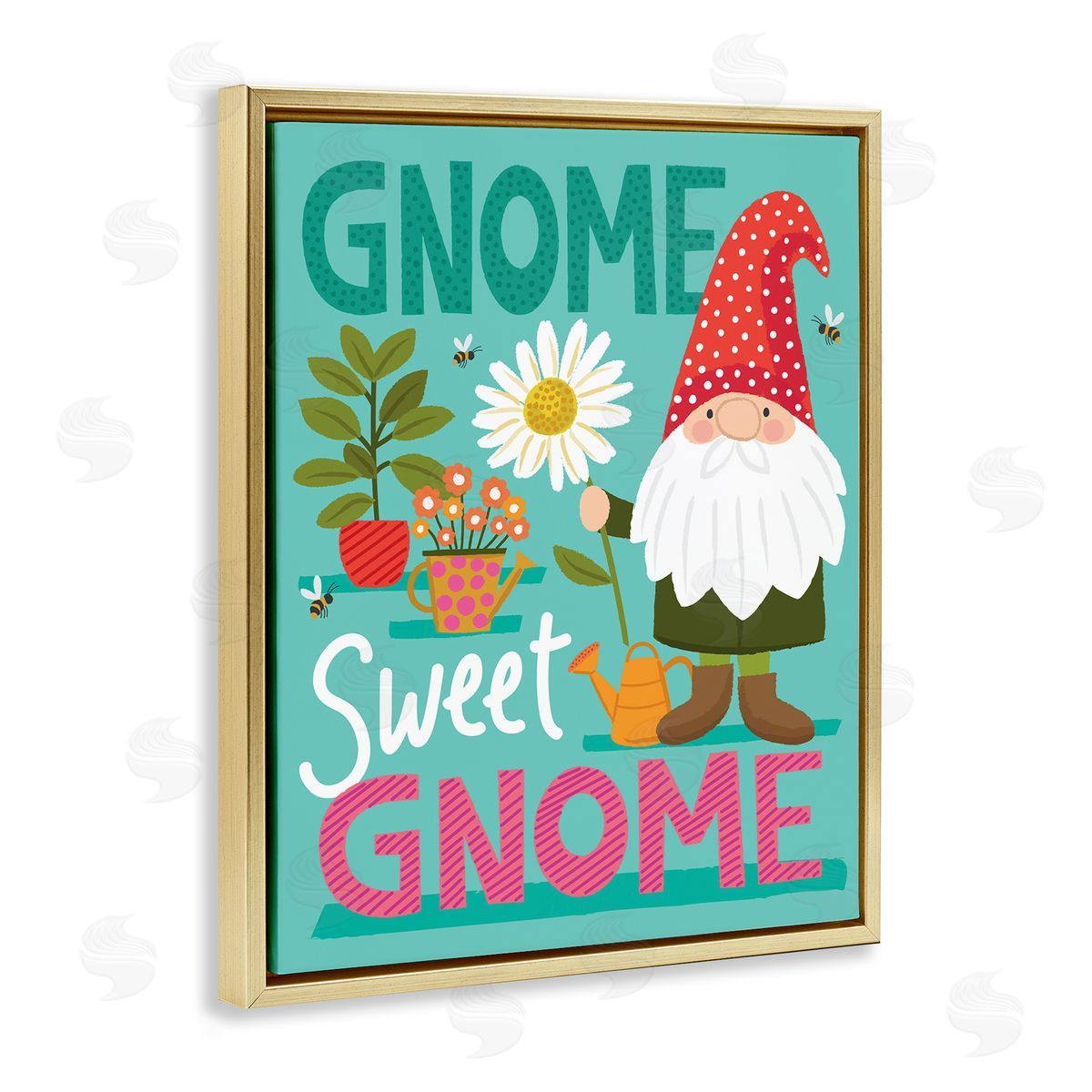 Lisa Perry Whitebutton Gnome Sweet Gnome Pun White Daisy Garden Elf