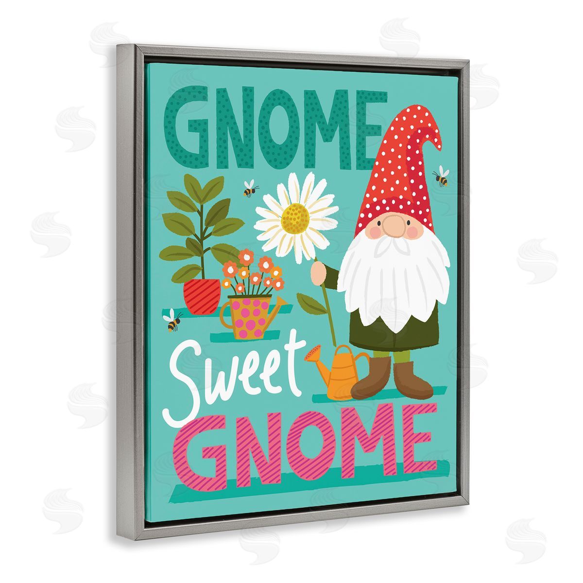 Lisa Perry Whitebutton Gnome Sweet Gnome Pun White Daisy Garden Elf