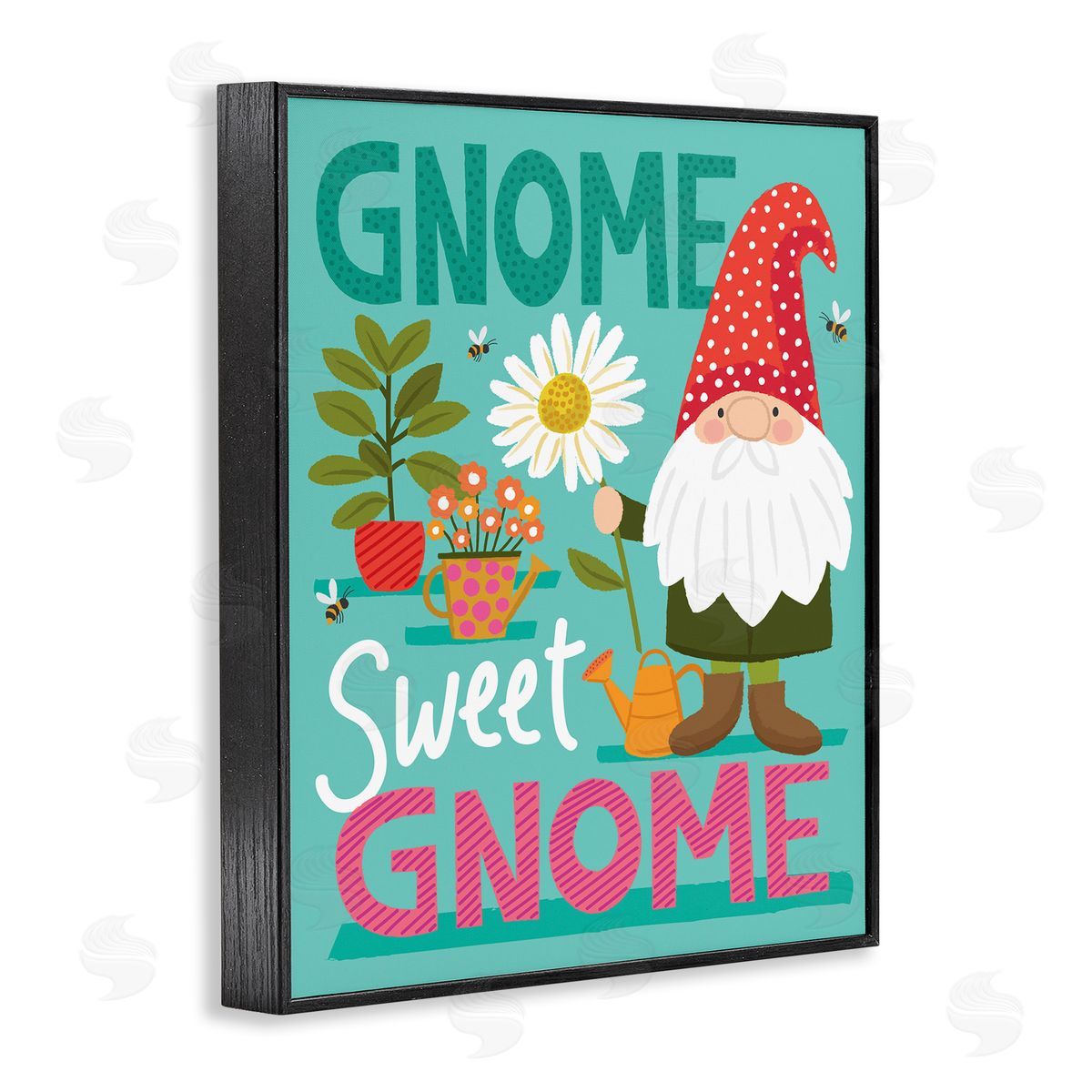 Lisa Perry Whitebutton Gnome Sweet Gnome Pun White Daisy Garden Elf