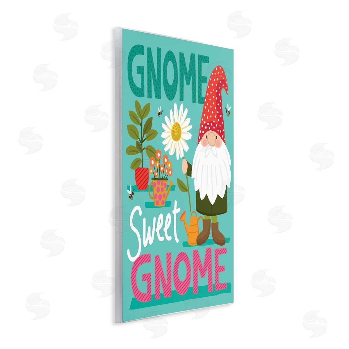 Lisa Perry Whitebutton Gnome Sweet Gnome Pun White Daisy Garden Elf