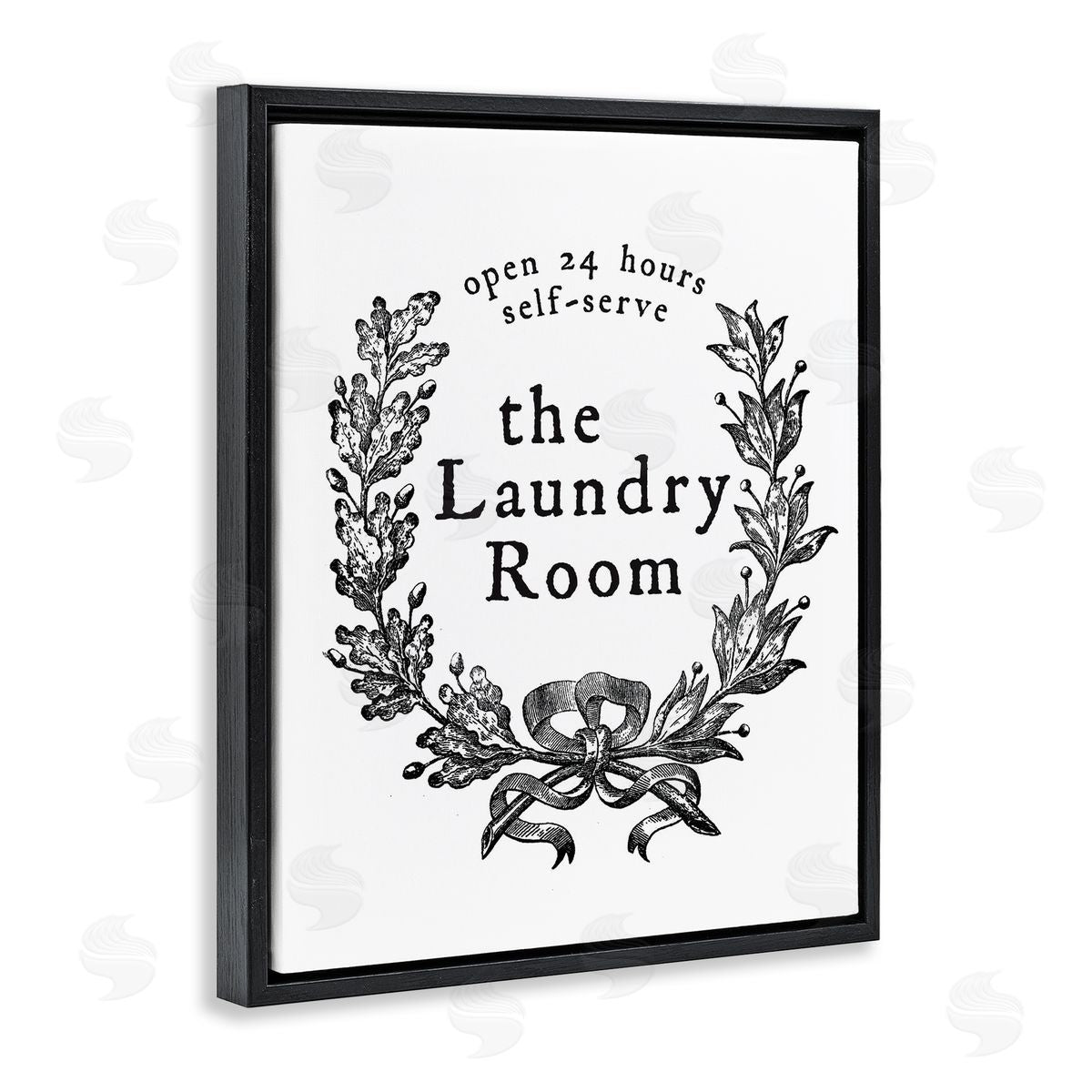 Lettered and Lined 24 Hour Self-Serve Laundry Room Sign Vintage Wreath