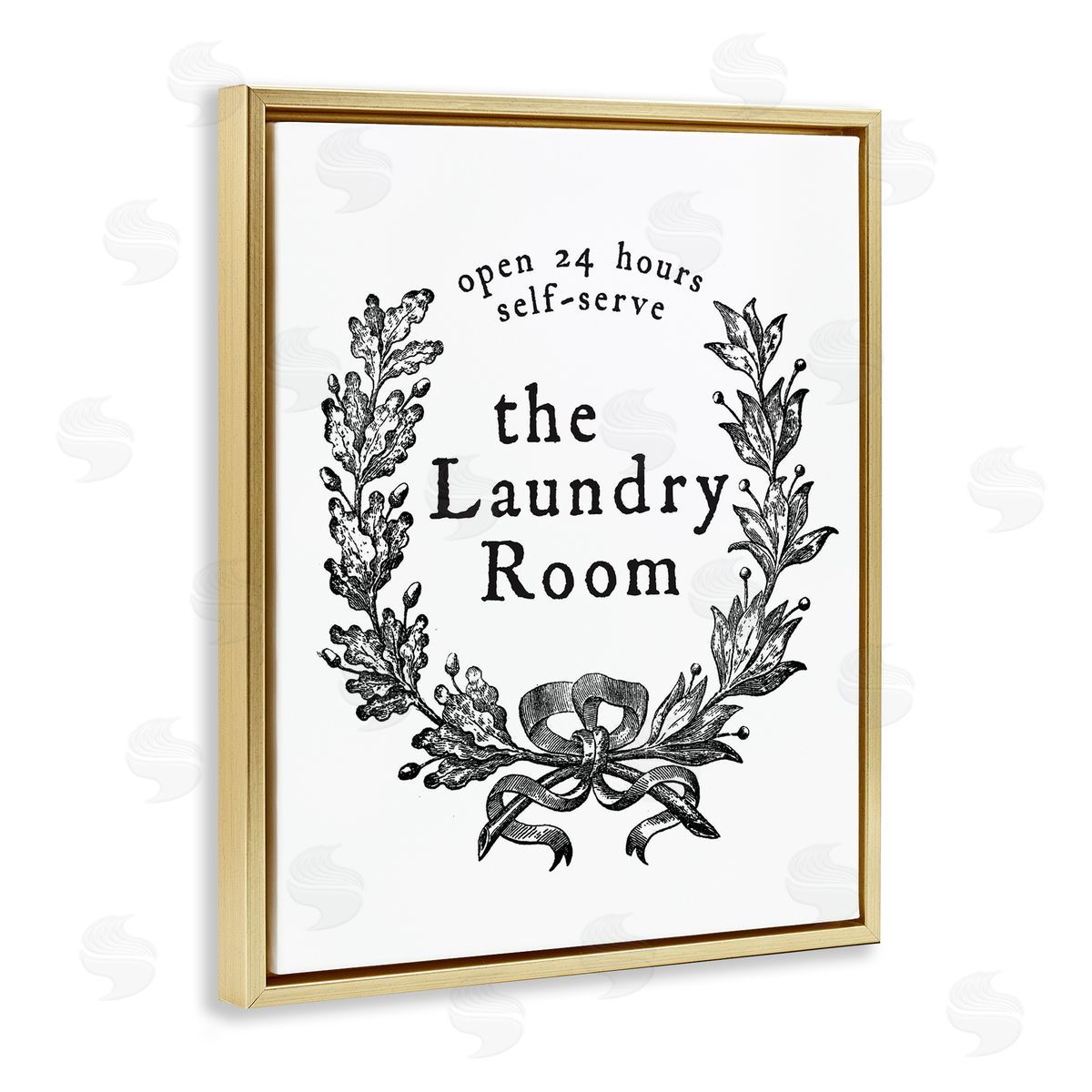 Lettered and Lined 24 Hour Self-Serve Laundry Room Sign Vintage Wreath