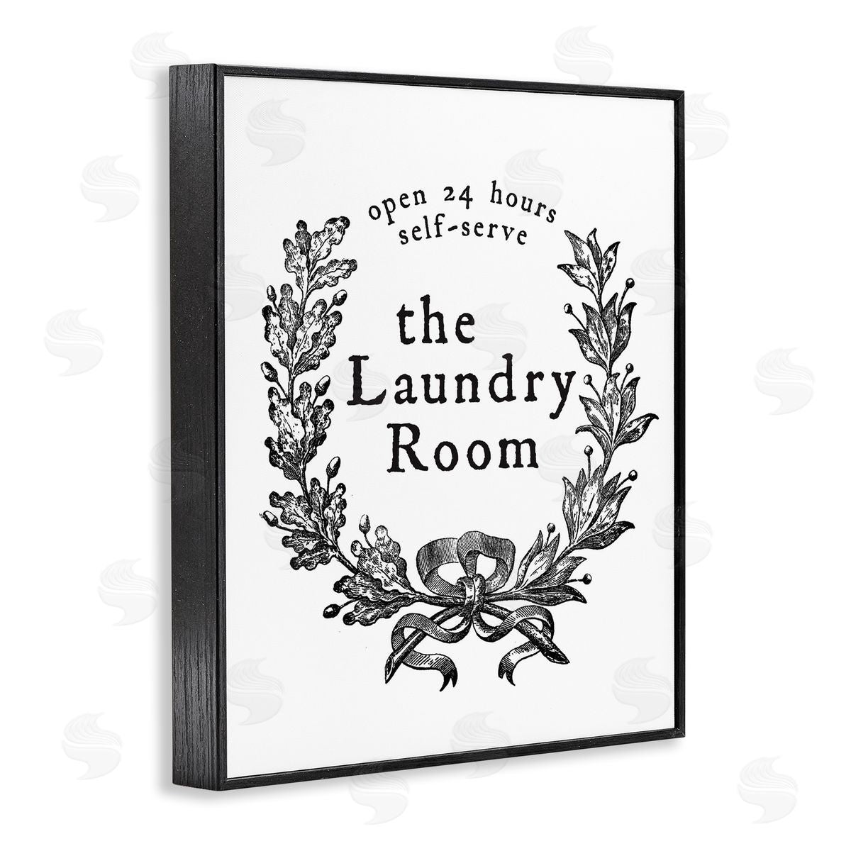 Lettered and Lined 24 Hour Self-Serve Laundry Room Sign Vintage Wreath