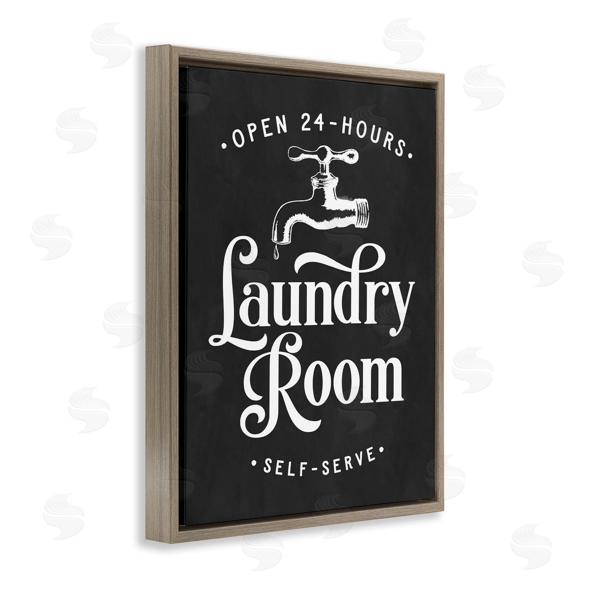 Lettered and Lined Laundry Room Self-Service Sign Vintage Faucette Illustration